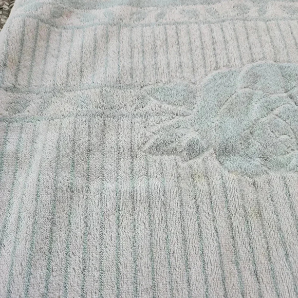 Cannon Bath & Hand Towel Royal Family Retro Mod‎ Flowers Mint Green USA Vintage - Picture 6 of 14